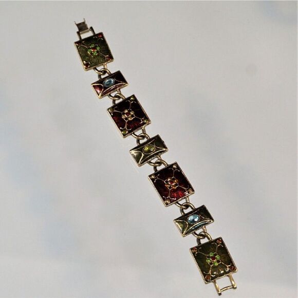 VNT Broken Liz Claiborne Bracelet Enamel Cabochons Parts Repairs Jewelry Making - Picture 2 of 8